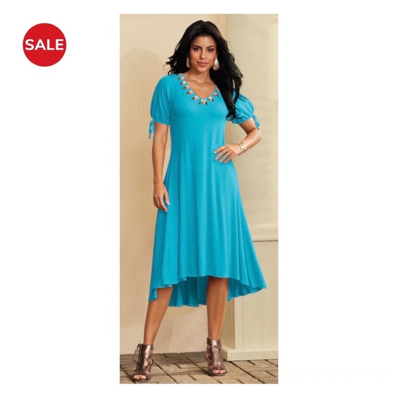 Midnight Velvet Dresses & Skirts - Midnight Velvet Georgine A-Line Dress – Blue – Size Large